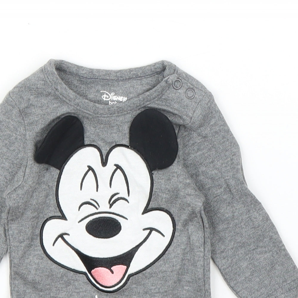 Primark Boys Grey   Babygrow One-Piece Size 0-3 Months  - Disney, Mickey Mouse
