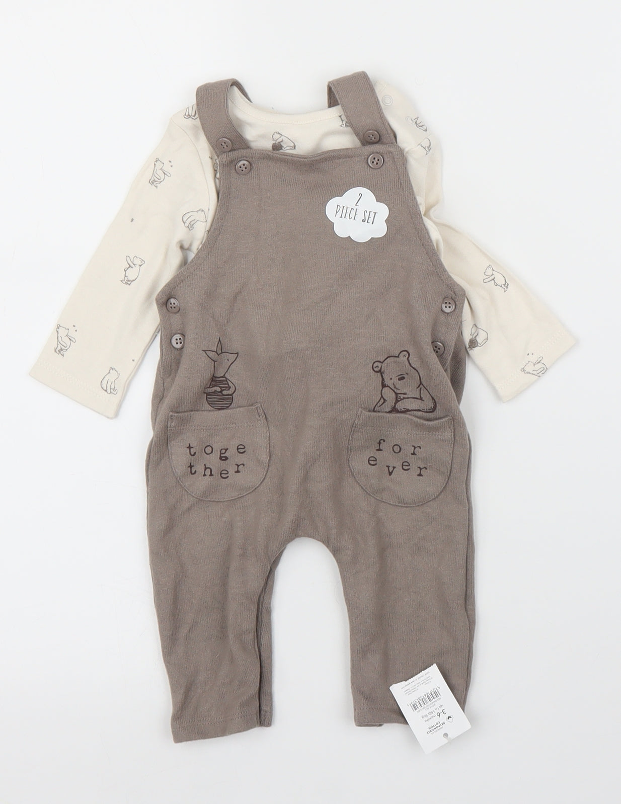 George Baby Brown   Babygrow One-Piece Size 3-6 Months  - Winnie the Pooh, Two piece
