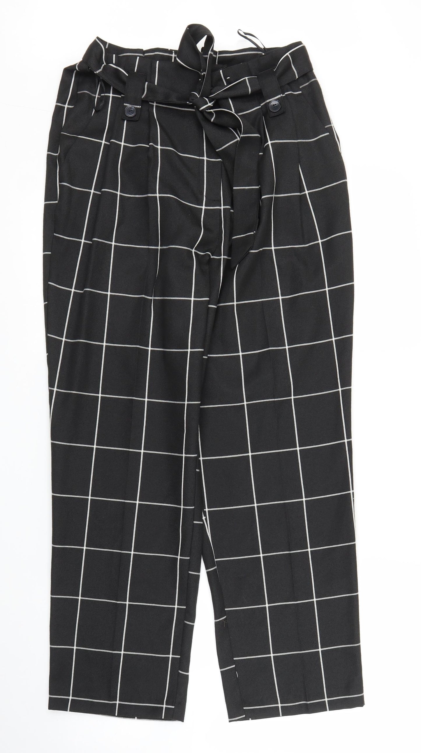 Primark Womens Black Check  Capri Trousers Size 14 L23 in