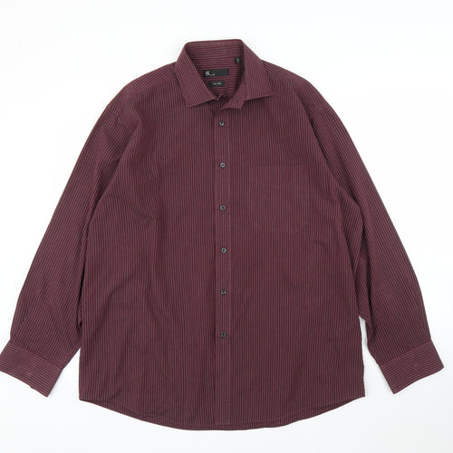 BHS Mens Purple Striped   Button-Up Size 16