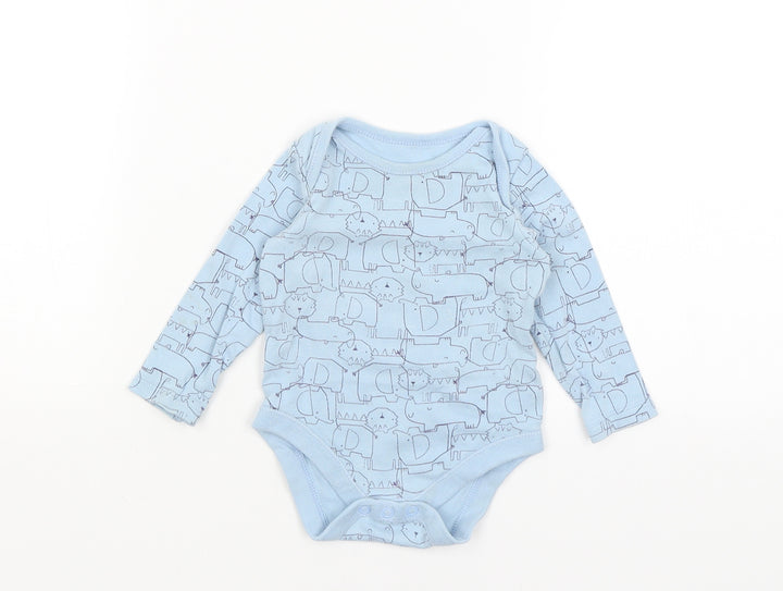 Preworn Baby Blue Romper One-Piece Size 6-9 Months - Animals