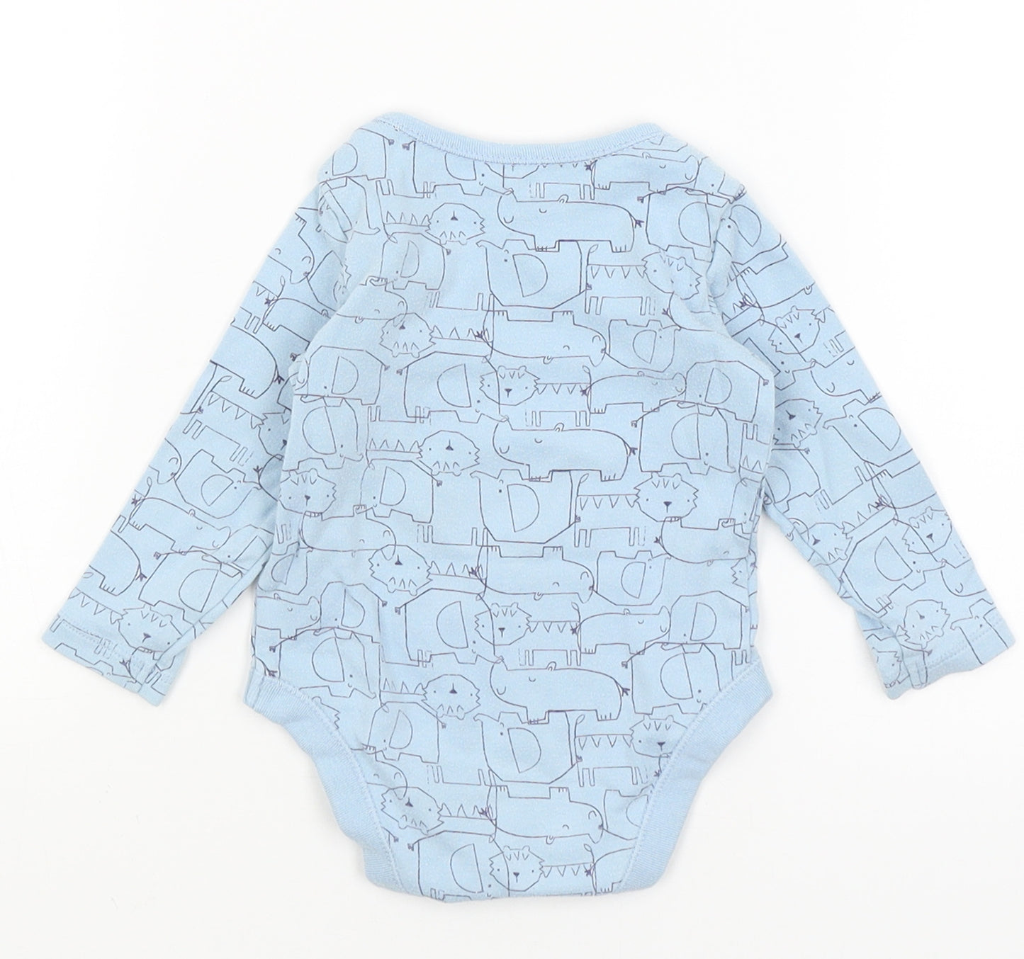 Preworn Baby Blue   Romper One-Piece Size 6-9 Months  - Animals