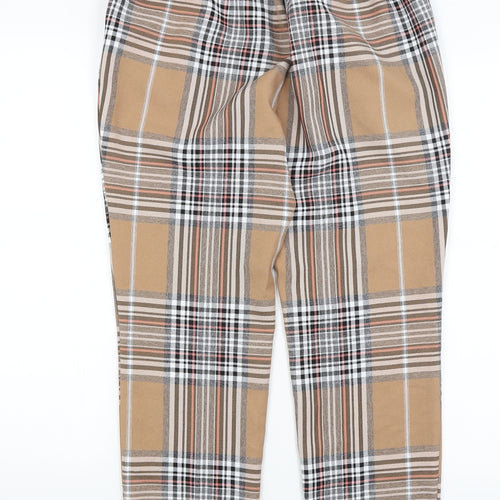 Primark Womens Beige Plaid  Trousers  Size 10 L27.5 in