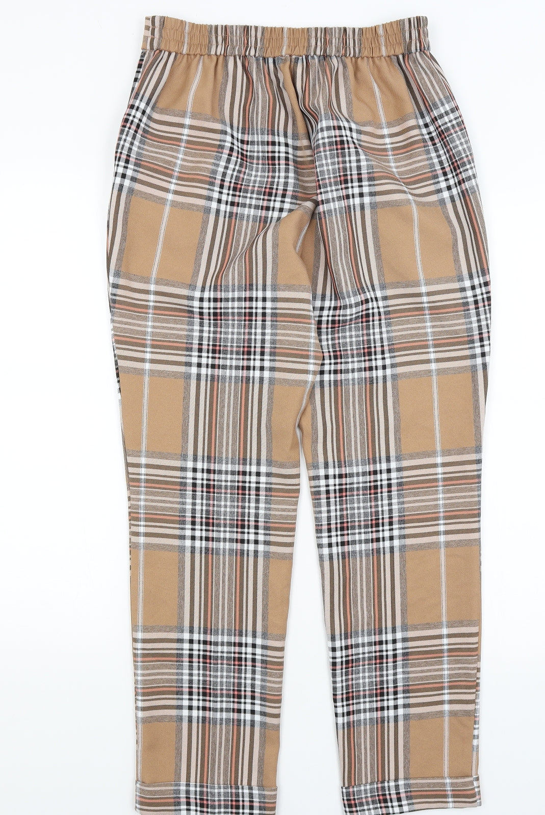 Primark Womens Beige Plaid  Trousers  Size 10 L27.5 in