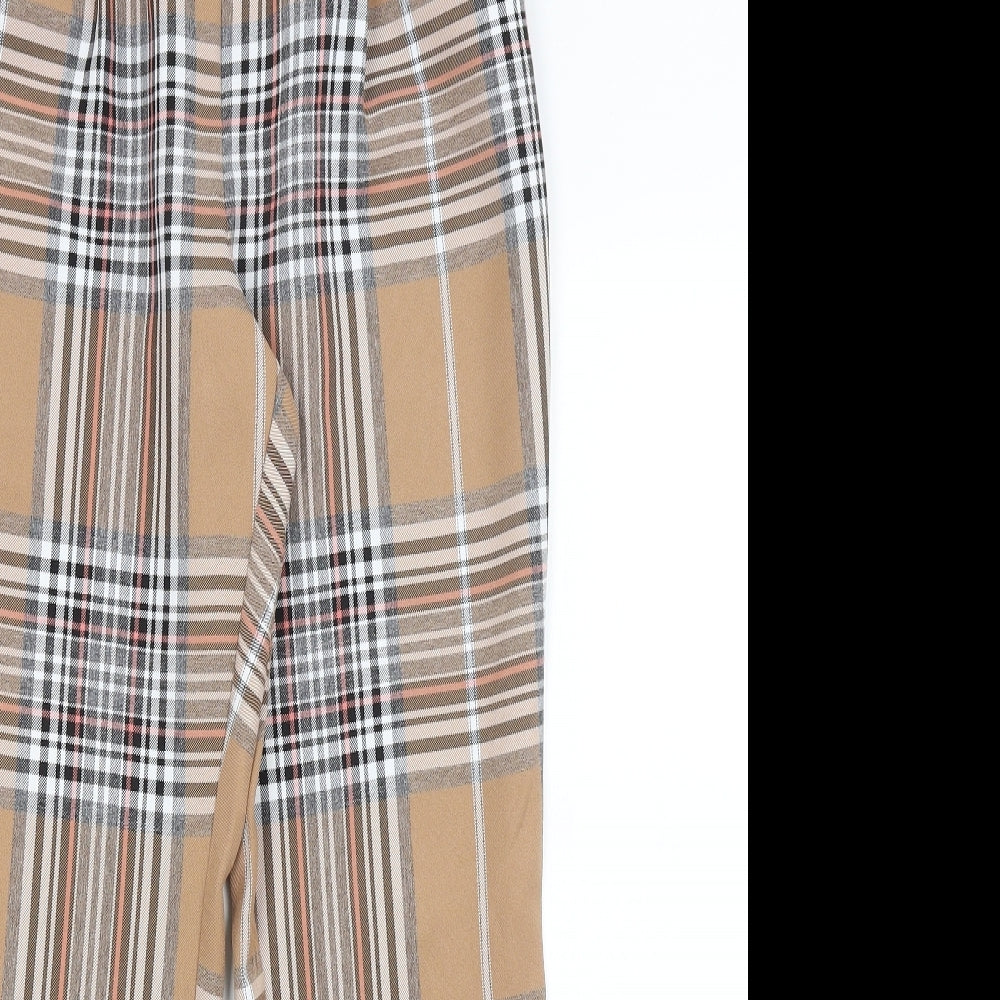 Primark Womens Beige Plaid  Trousers  Size 10 L27.5 in