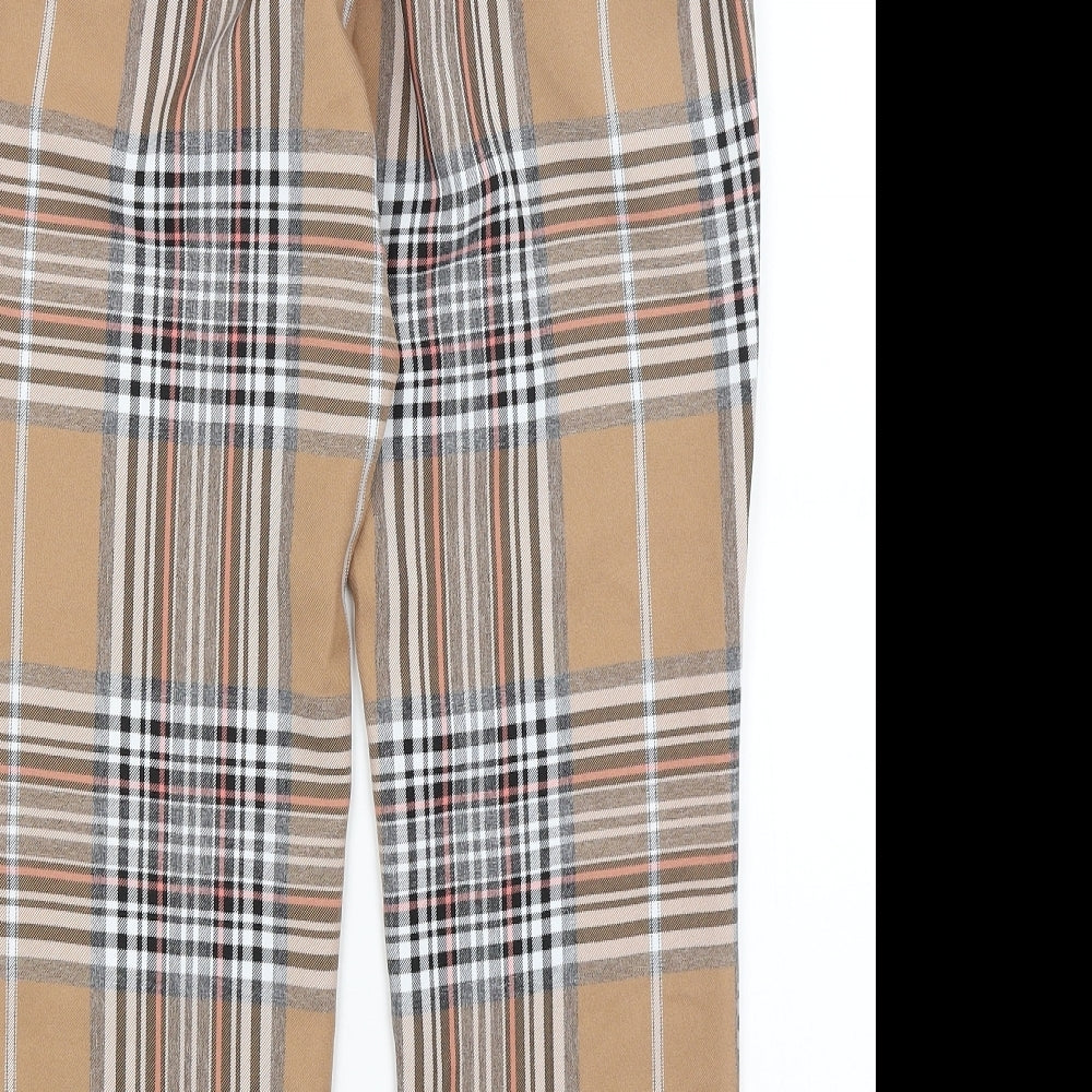 Primark Womens Beige Plaid  Trousers  Size 10 L27.5 in