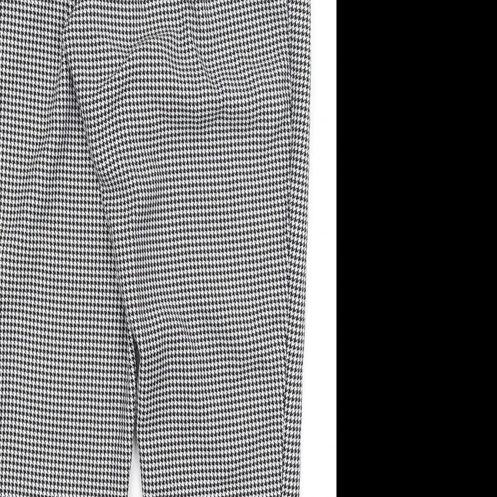 New Look Womens Black Houndstooth  Trousers  Size 10 L25 in