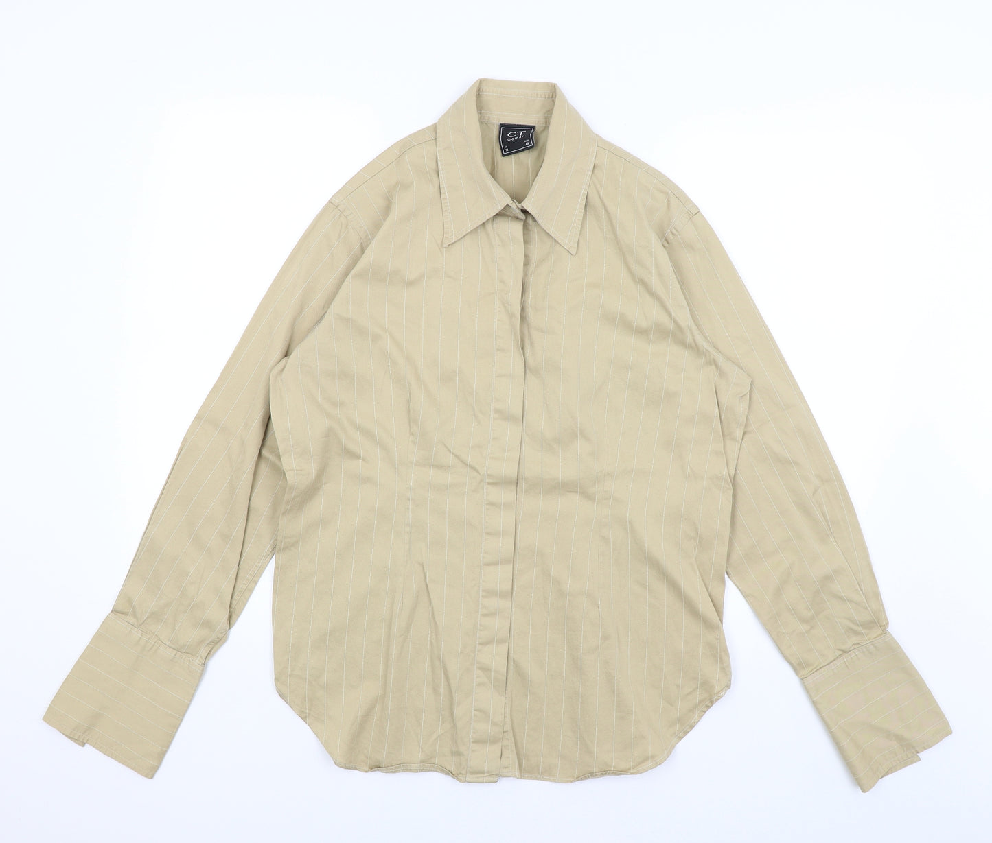 CT Woman Womens Brown Striped  Basic Button-Up Size 18