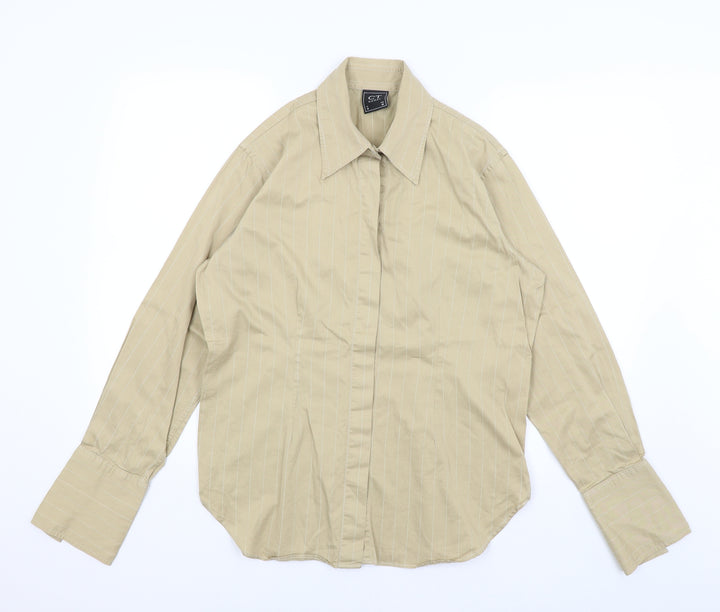 CT Woman Womens Brown Striped  Basic Button-Up Size 18