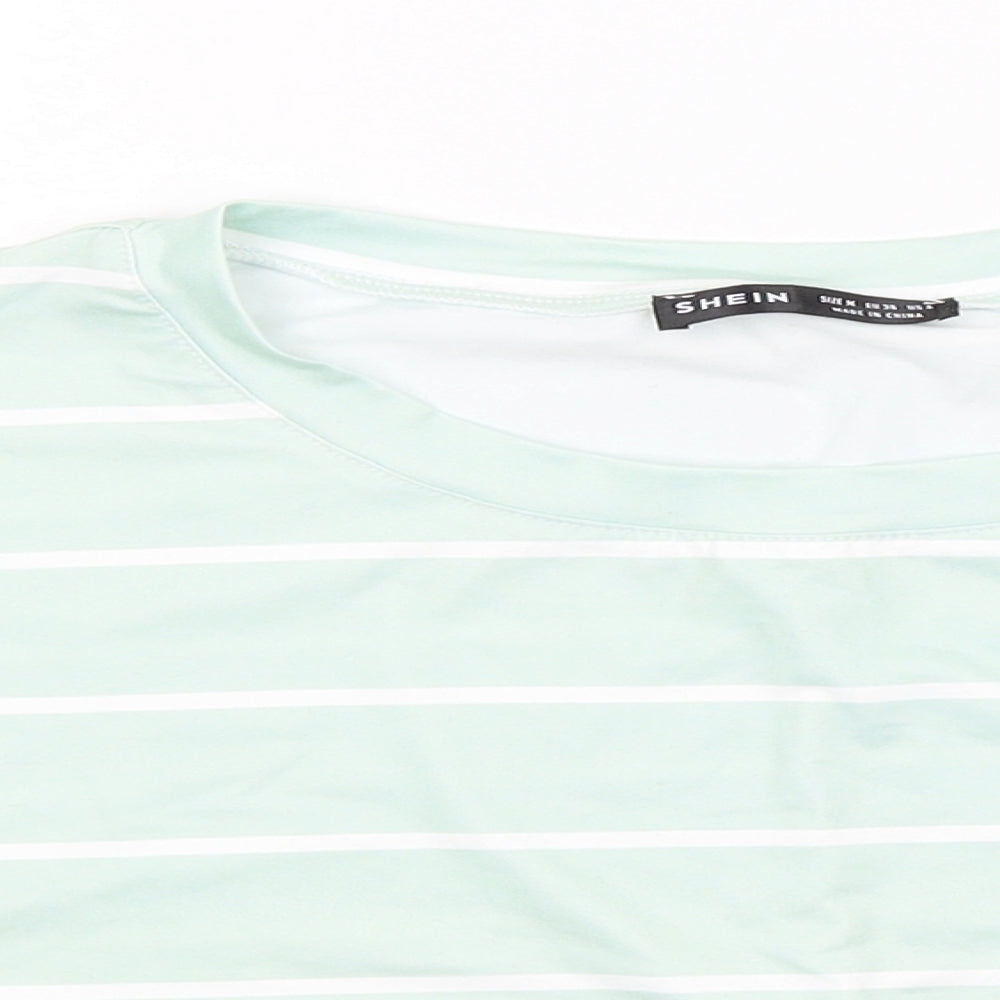 SheIn Womens Green Striped  Cropped T-Shirt Size M
