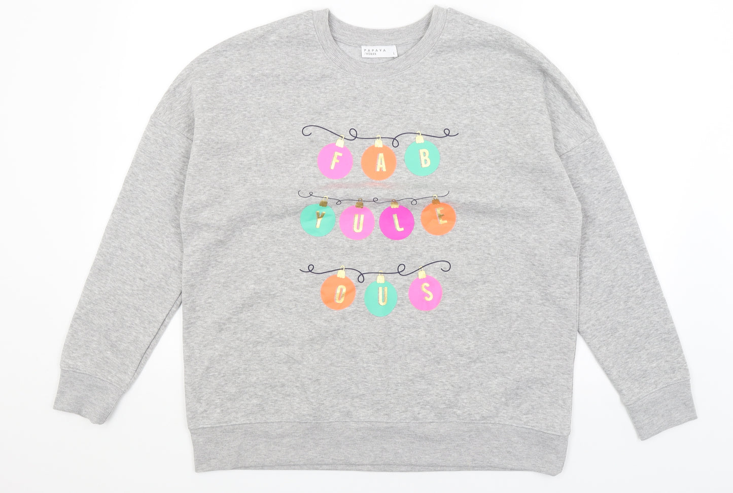 Papaya Womens Grey   Pullover Jumper Size L  - Fab - Yule- Ous
