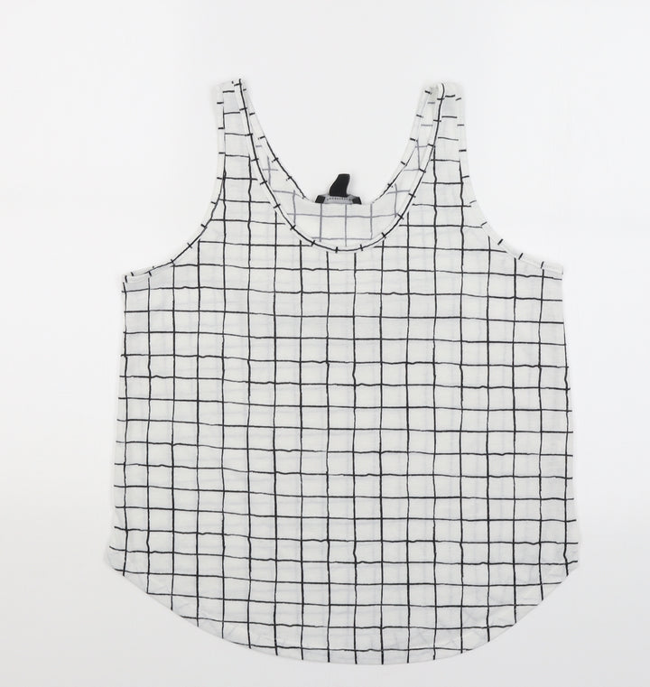 Atmosphere Womens White Check Basic Tank Size 12