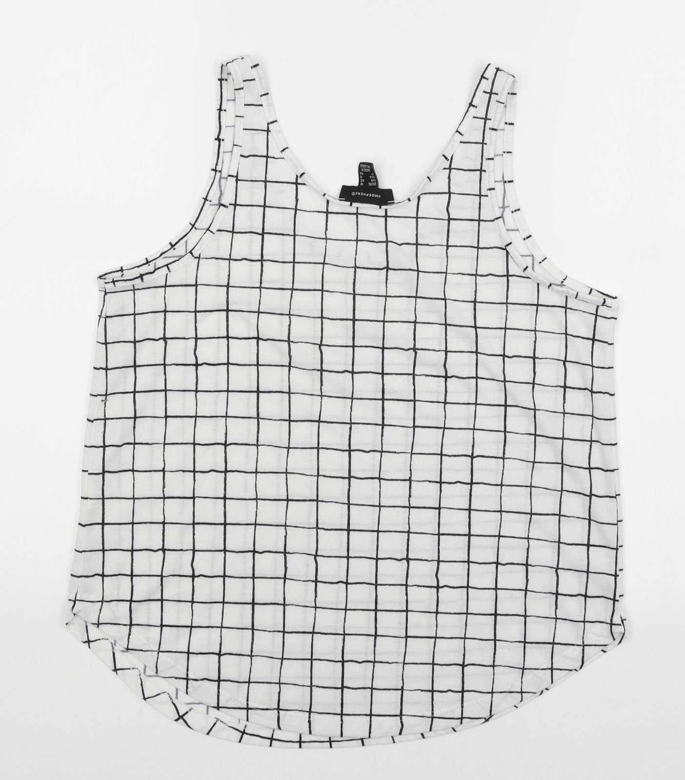 Atmosphere Womens White Check  Basic Tank Size 12