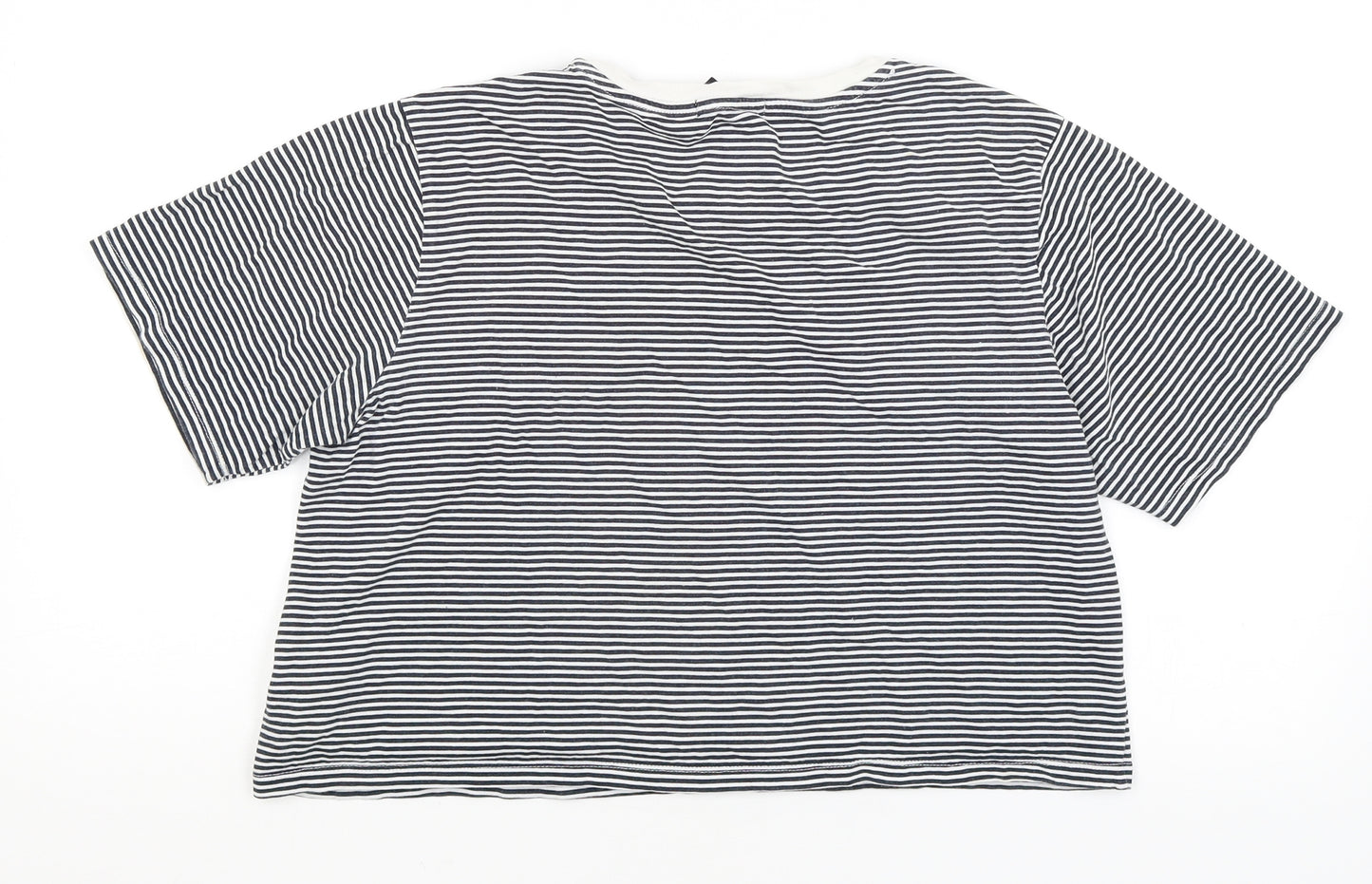 FOREVER 21 Womens Black Striped  Cropped T-Shirt Size S