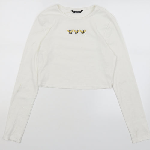 SheIn Womens White   Cropped T-Shirt Size XL  - Bees