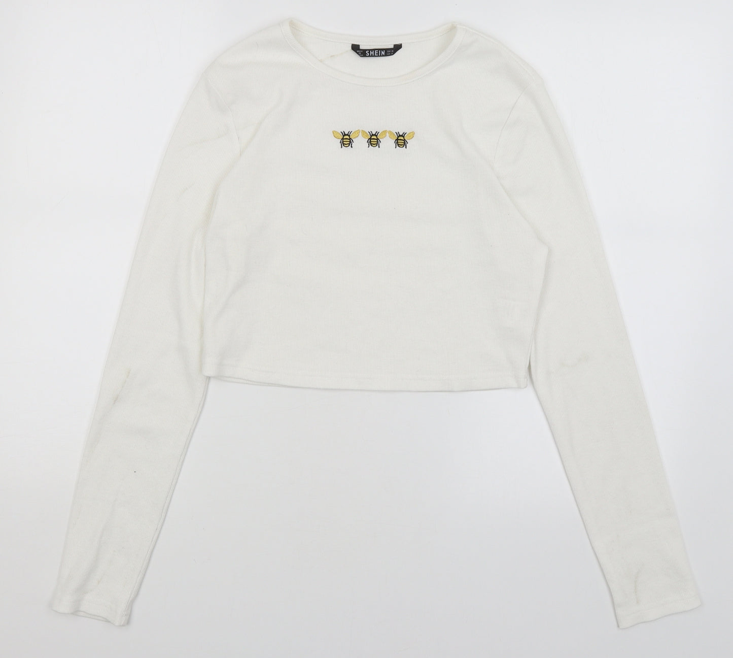 SheIn Womens White   Cropped T-Shirt Size XL  - Bees