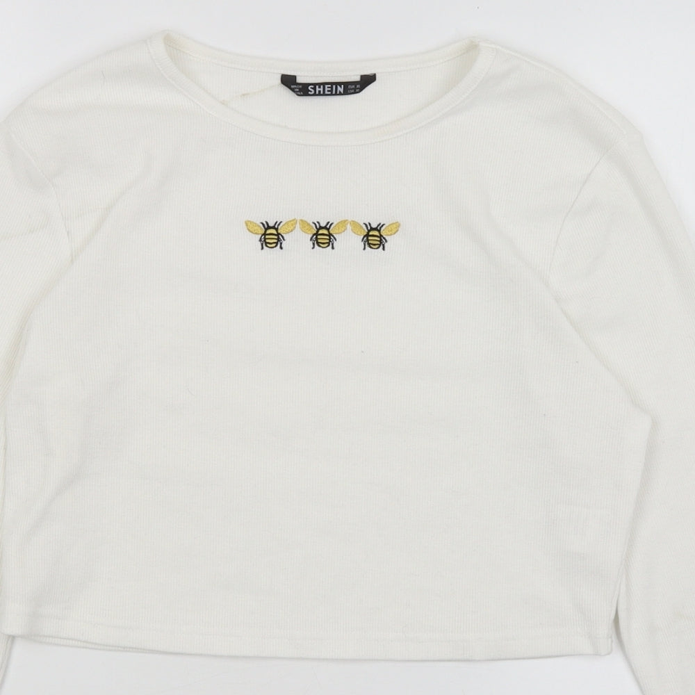 SheIn Womens White   Cropped T-Shirt Size XL  - Bees