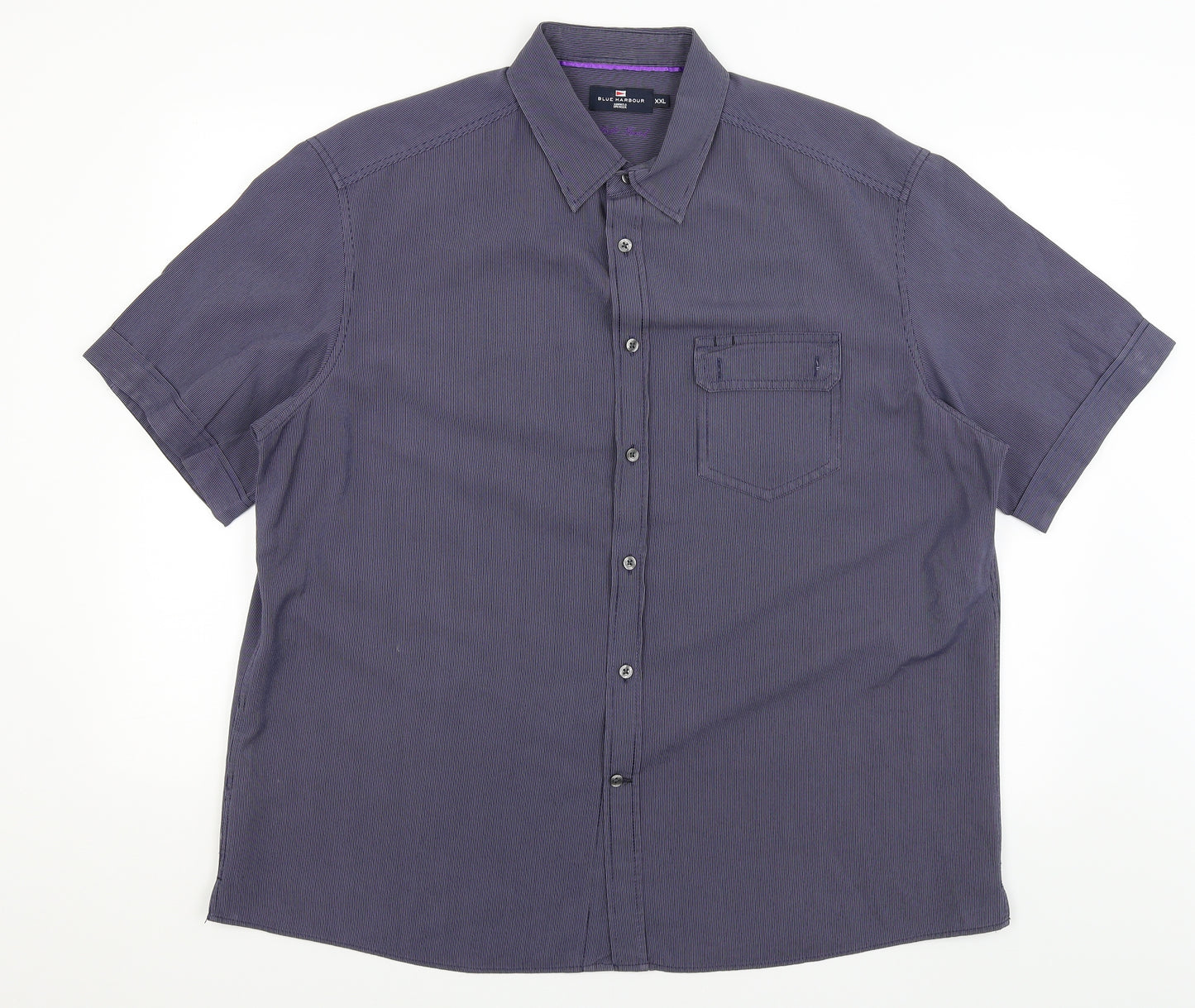 Blue Harbour Mens Purple Striped   Button-Up Size 2XL