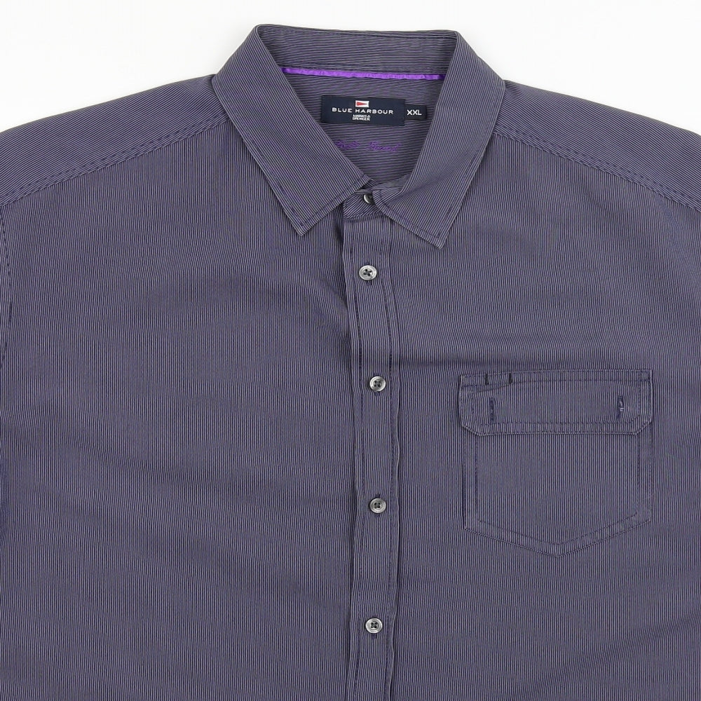 Blue Harbour Mens Purple Striped   Button-Up Size 2XL