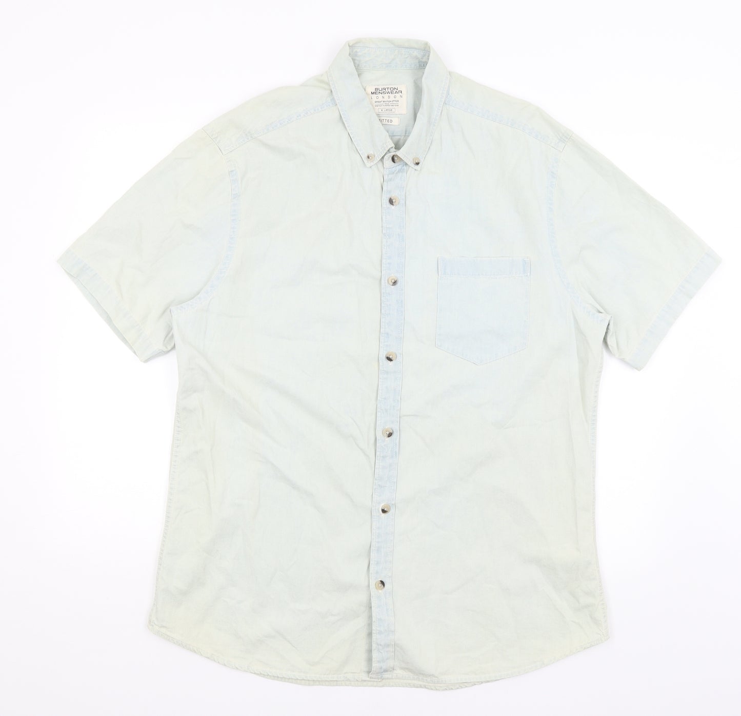 Burton Menswear Mens Blue    Button-Up Size XL