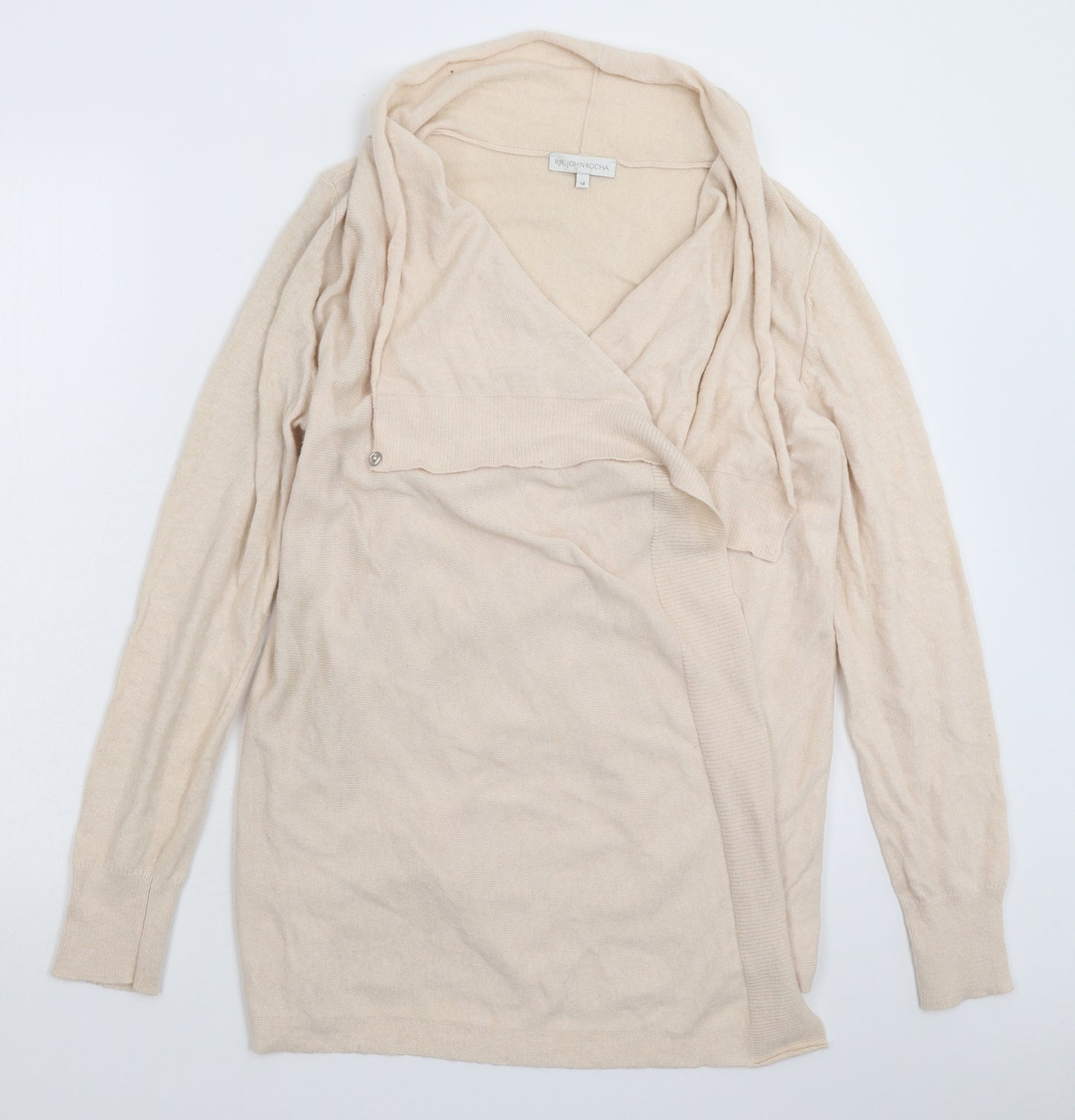 RJR.John Rocha Womens Beige  Knit Cardigan Jumper Size 14