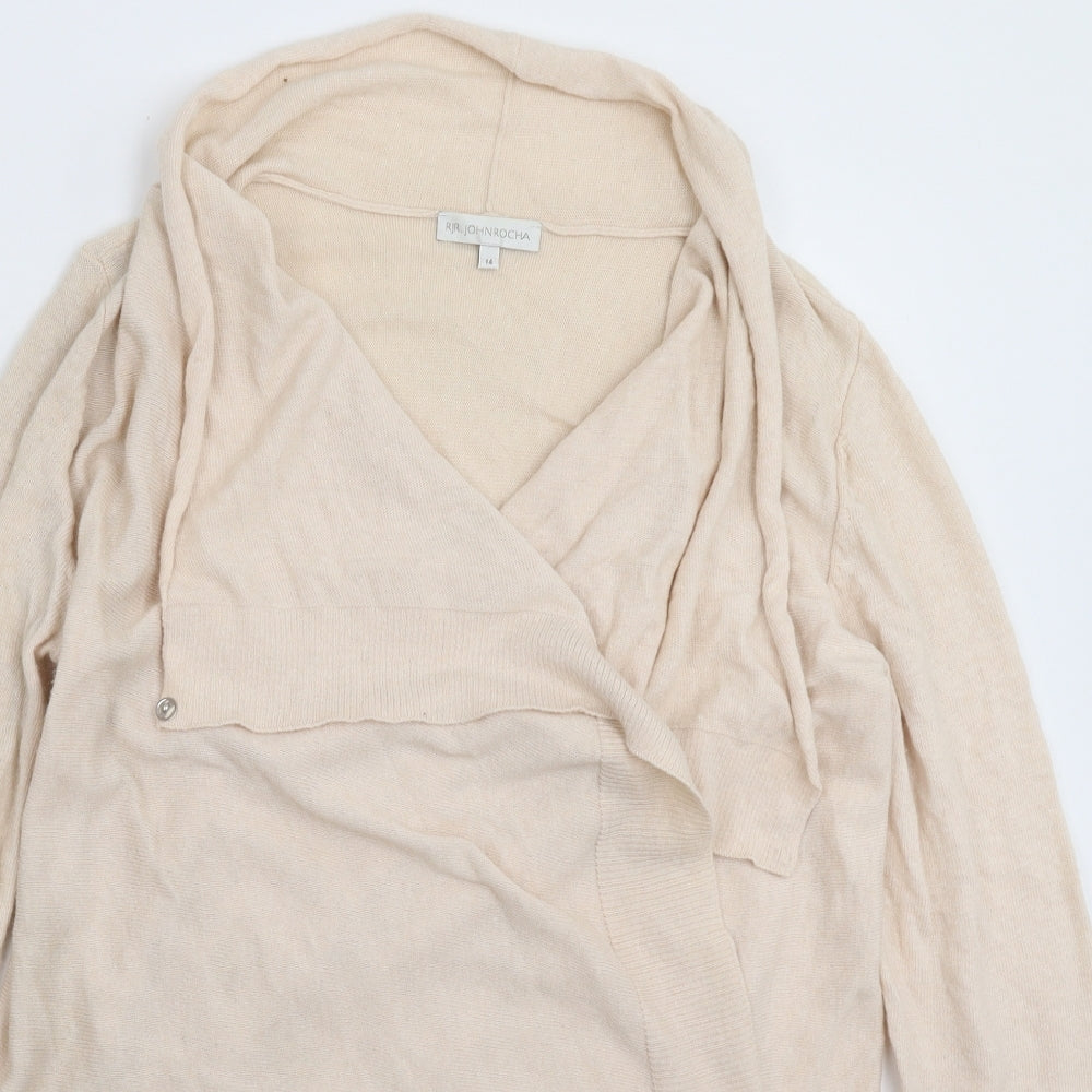 RJR.John Rocha Womens Beige  Knit Cardigan Jumper Size 14
