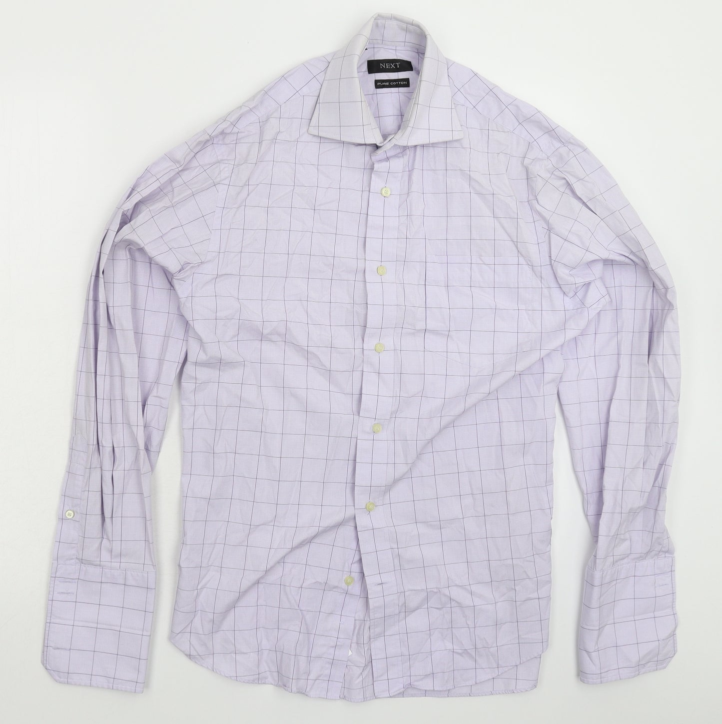 NEXT Mens Purple Check   Dress Shirt Size 15