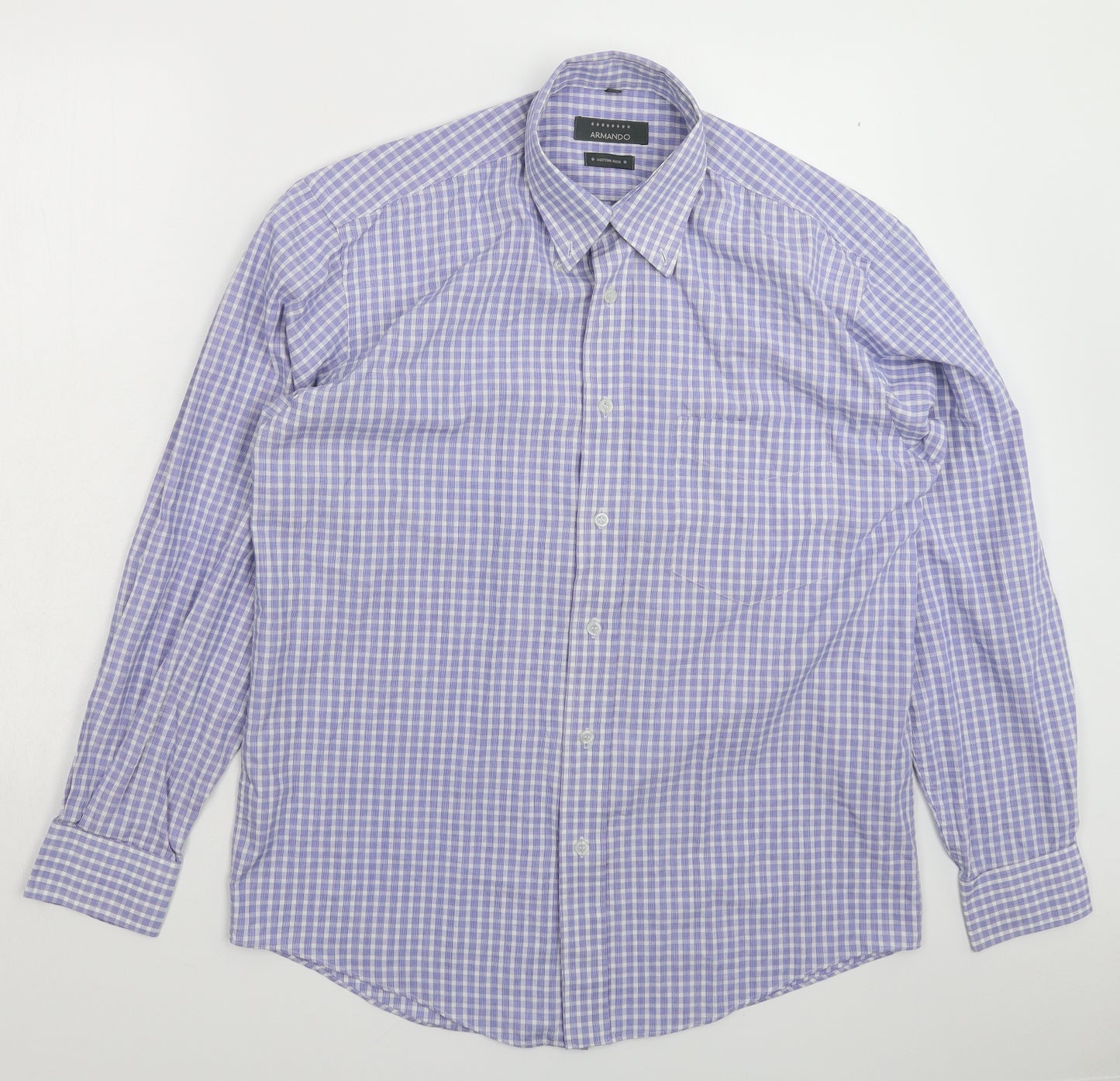Armando Mens Blue Check   Dress Shirt Size 15.5