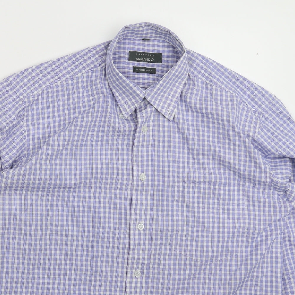 Armando Mens Blue Check   Dress Shirt Size 15.5