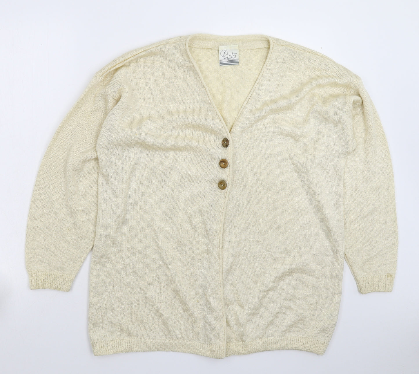 Oyster Womens Beige  Knit Cardigan Jumper Size 18