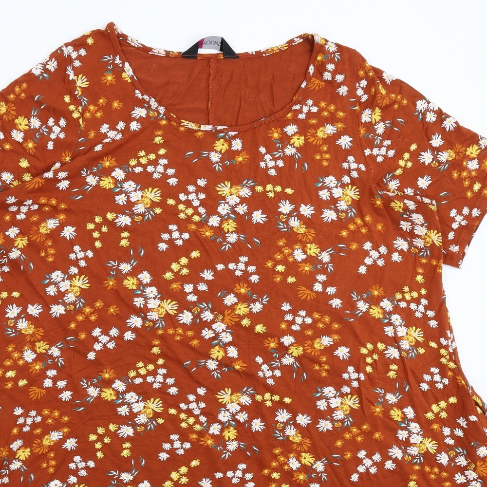 Yours Womens Brown Floral  Fit & Flare  Size 18