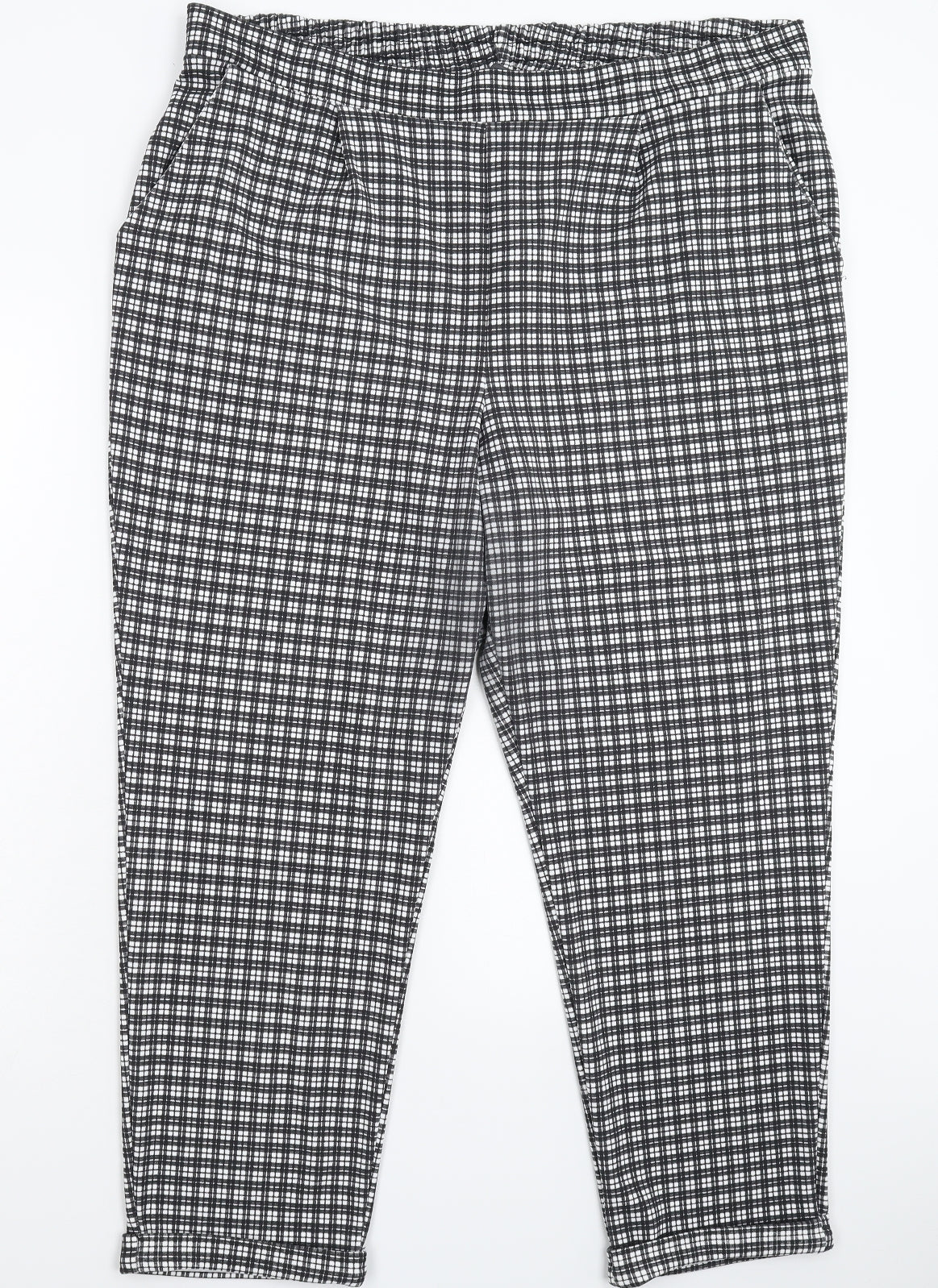 Primark Womens Grey Check  Trousers  Size 20 L28 in