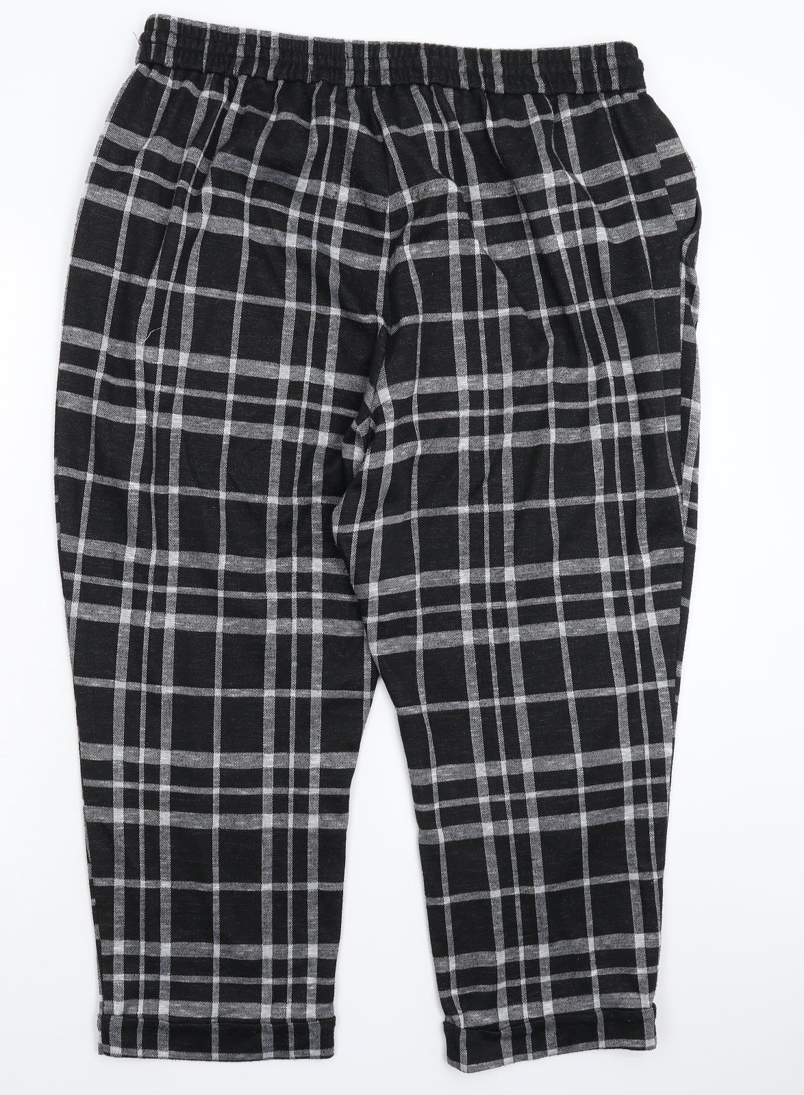Primark Womens Black Check  Cropped Trousers Size 20 L23 in