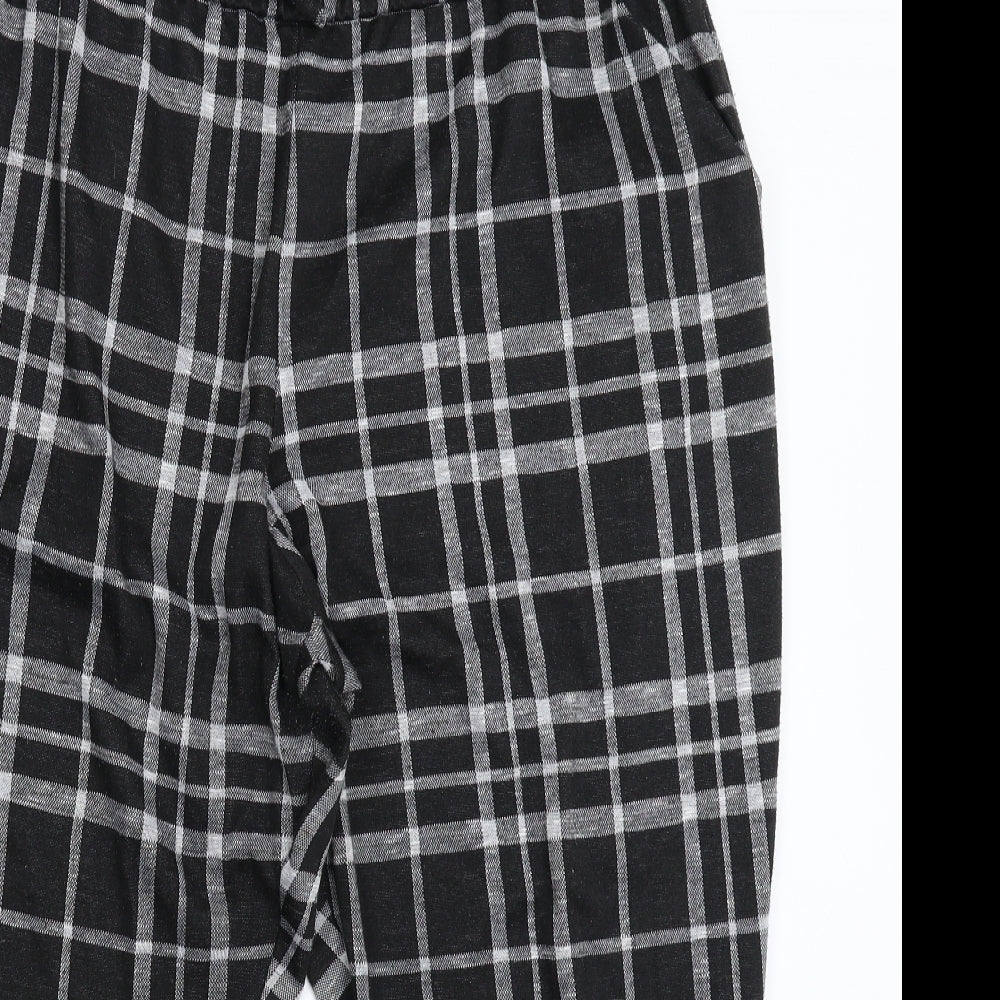 Primark Womens Black Check  Cropped Trousers Size 20 L23 in