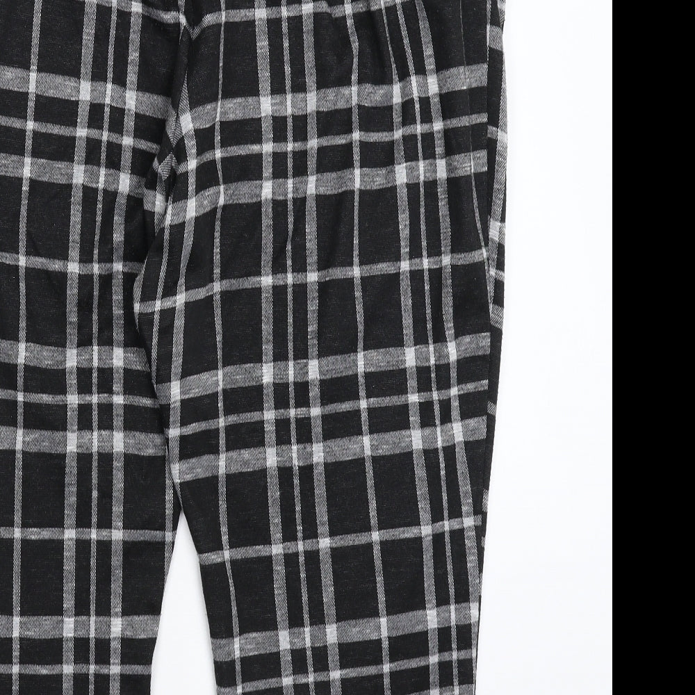 Primark Womens Black Check  Cropped Trousers Size 20 L23 in