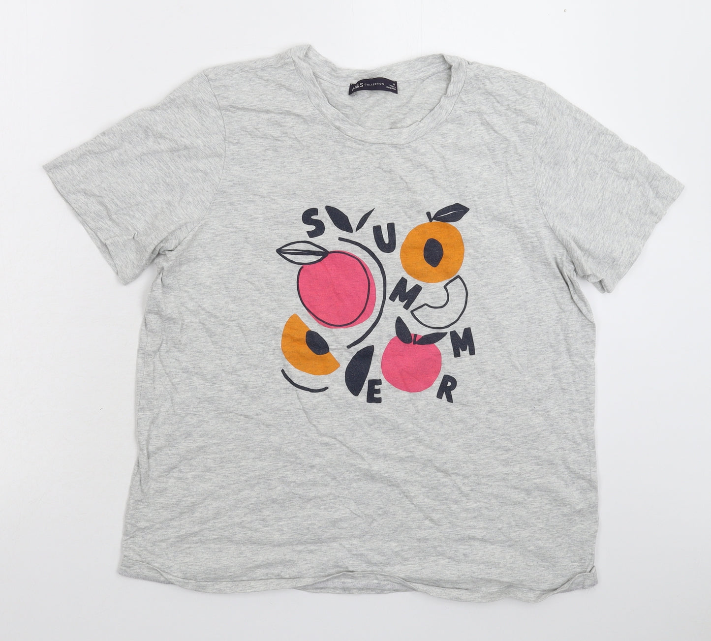 Marks and Spencer Womens Grey   Basic T-Shirt Size 14