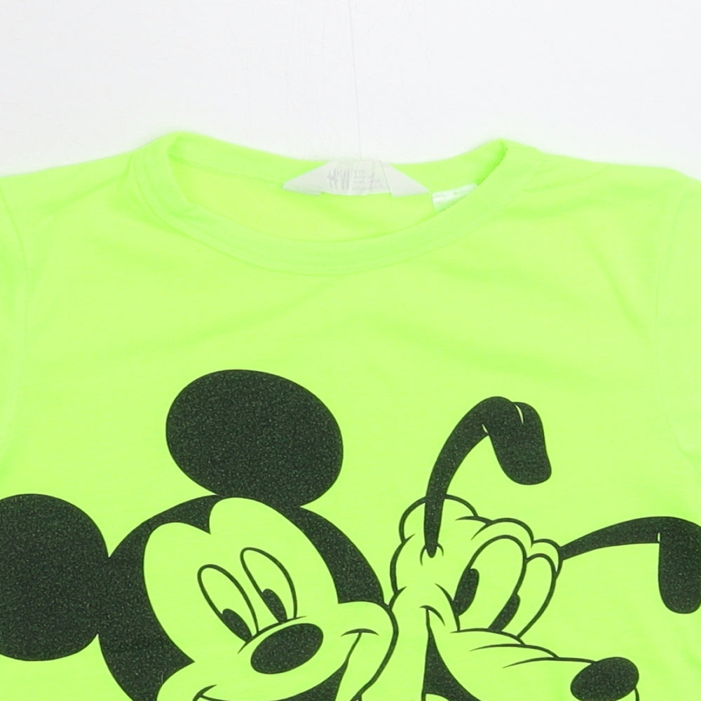 H&M Girls Green   Basic T-Shirt Size 5-6 Years  - Disney