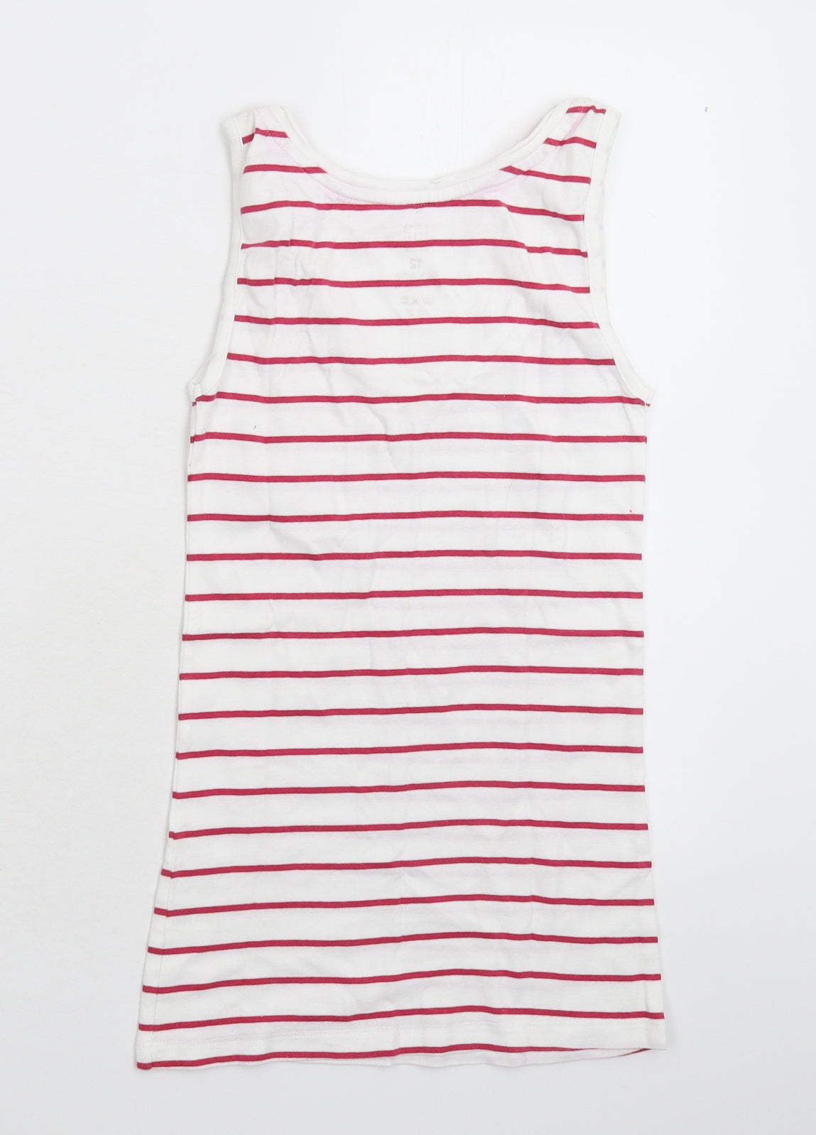 TU Womens White Striped  Basic Tank Size 12