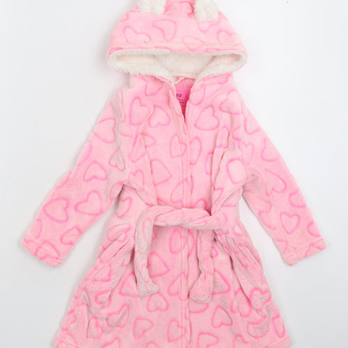 Young Dimension Girls Pink Solid Fleece Kimono Robe Size 3-4 Years
