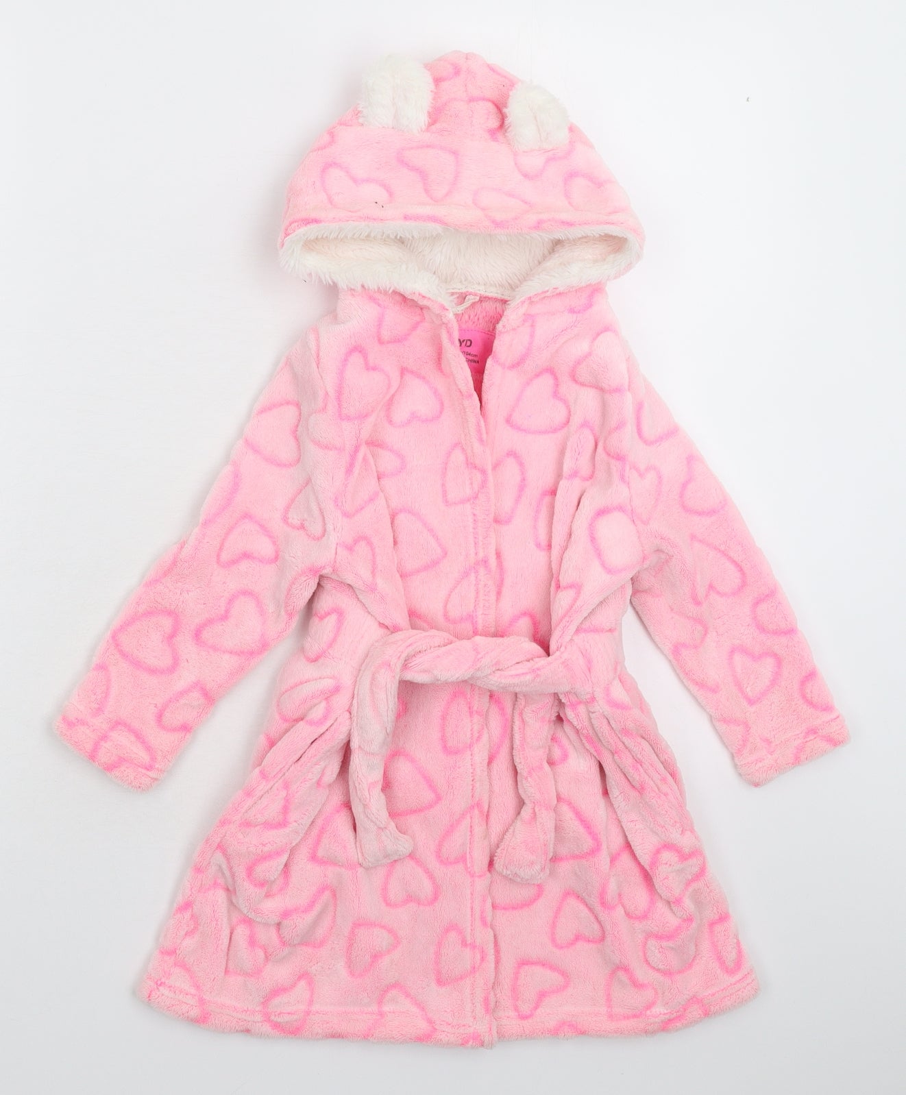 Young Dimension Girls Pink Solid Fleece Kimono Robe Size 3-4 Years