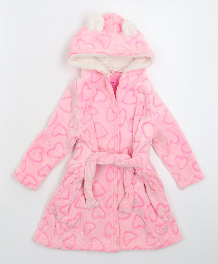 Young Dimension Girls Pink Solid Fleece Kimono Robe Size 3-4 Years