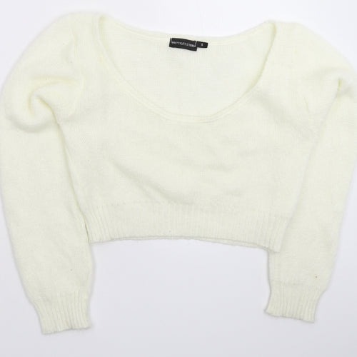 PRETTYLITTLETHING Womens White  Knit Pullover Jumper Size S