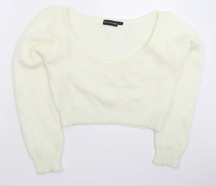 PRETTYLITTLETHING Womens White  Knit Pullover Jumper Size S