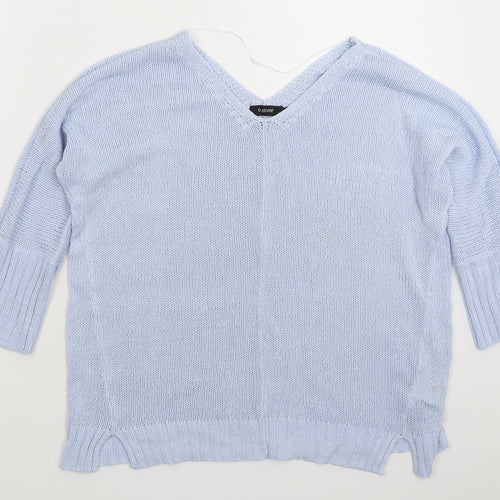 b.young Womens Blue  Knit Pullover Jumper Size L