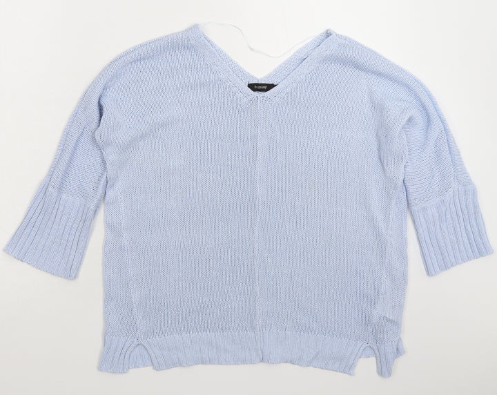 b.young Womens Blue Knit Pullover Jumper Size L