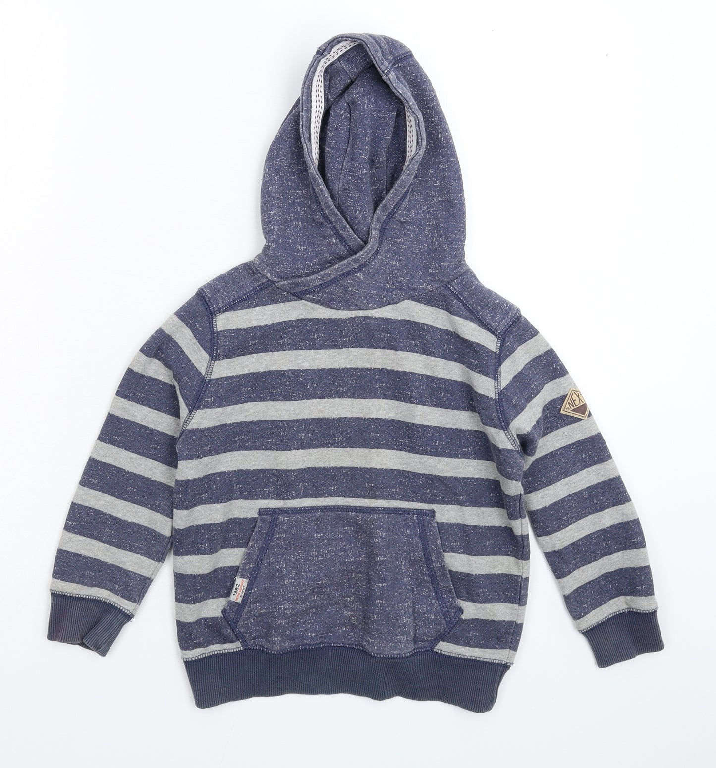 NEXT Boys Grey Striped  Pullover Hoodie Size 5 Years