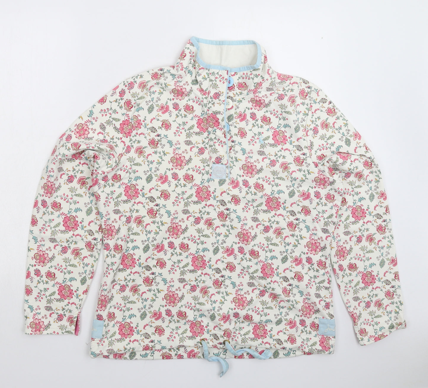 Joules Womens White Floral  Pullover Sweatshirt Size 14