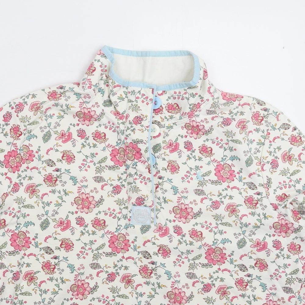 Joules Womens White Floral  Pullover Sweatshirt Size 14