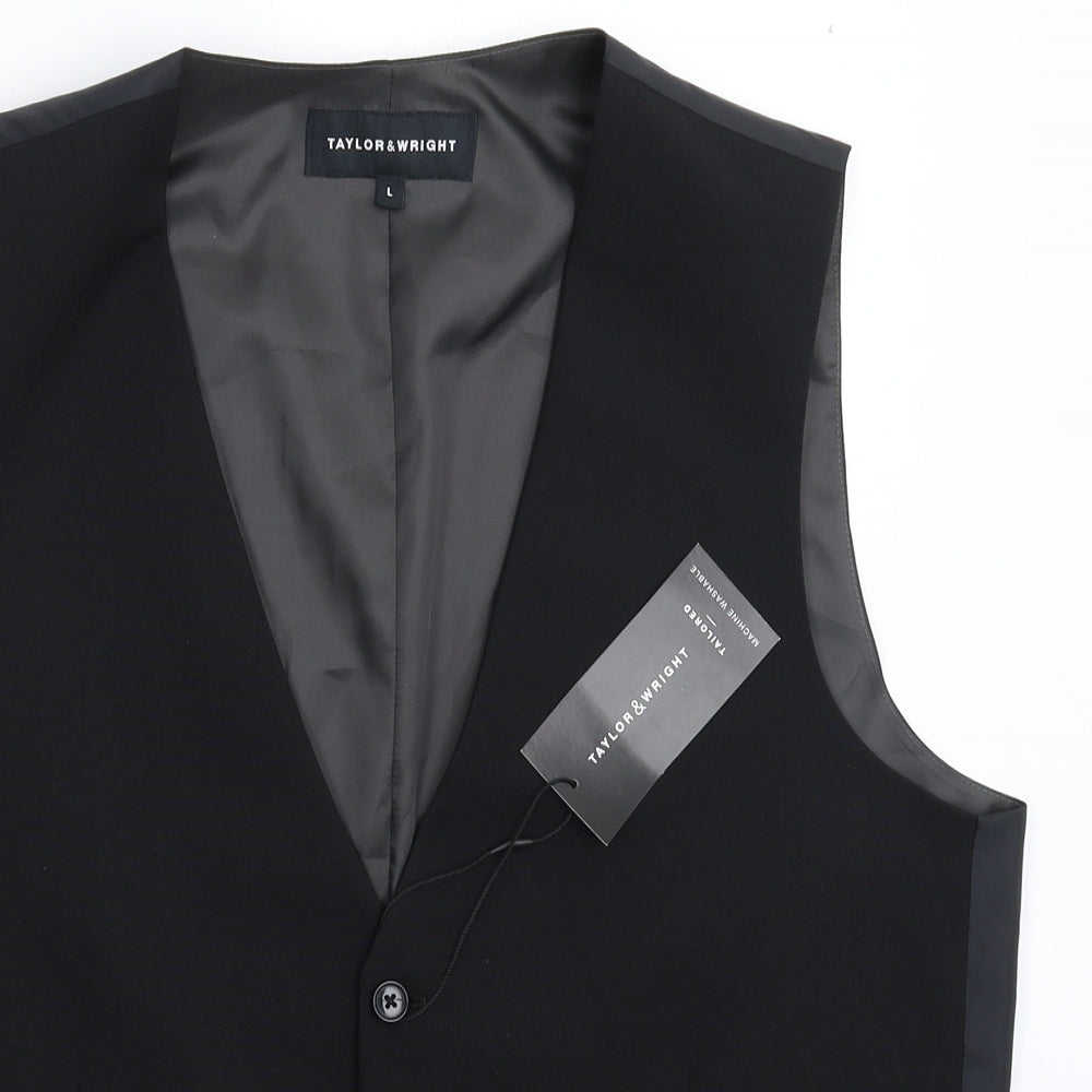 Taylor & Wright Mens Black   Jacket Suit Waistcoat Size L