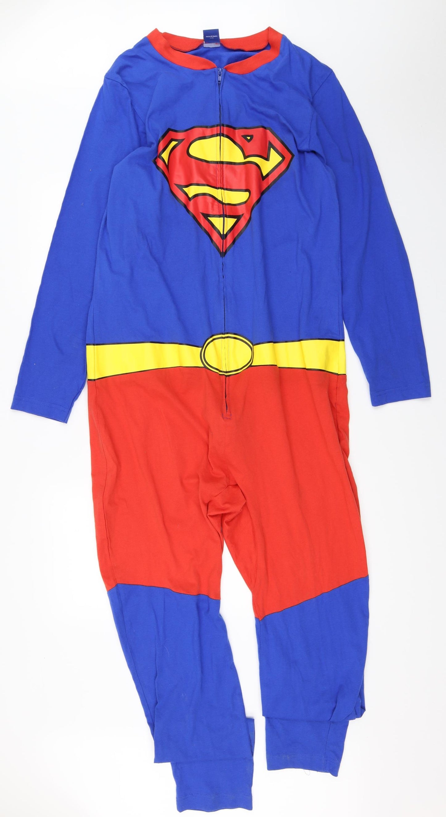 George Mens Blue Solid   One Piece Size L  - superman onesie